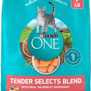 Purina ONE Tender Selects Blend with Real Salmon – Complete Nutrition for Adult Cats